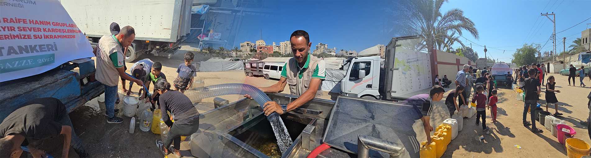 Gazze'de Su Tankeri Dağıtımı